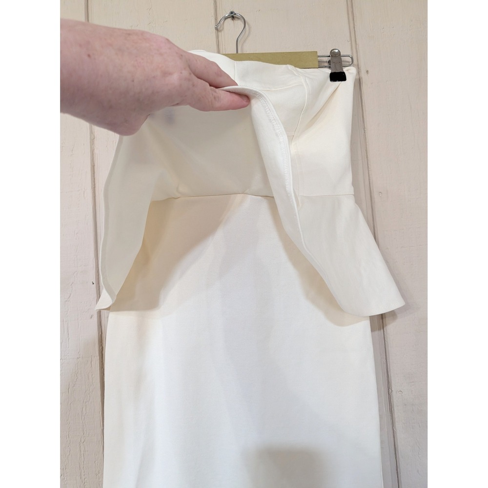 Amanda Uprichard Ivory Strapless Peplum Bodycon Dress Small Cream - Picture 7 of 16